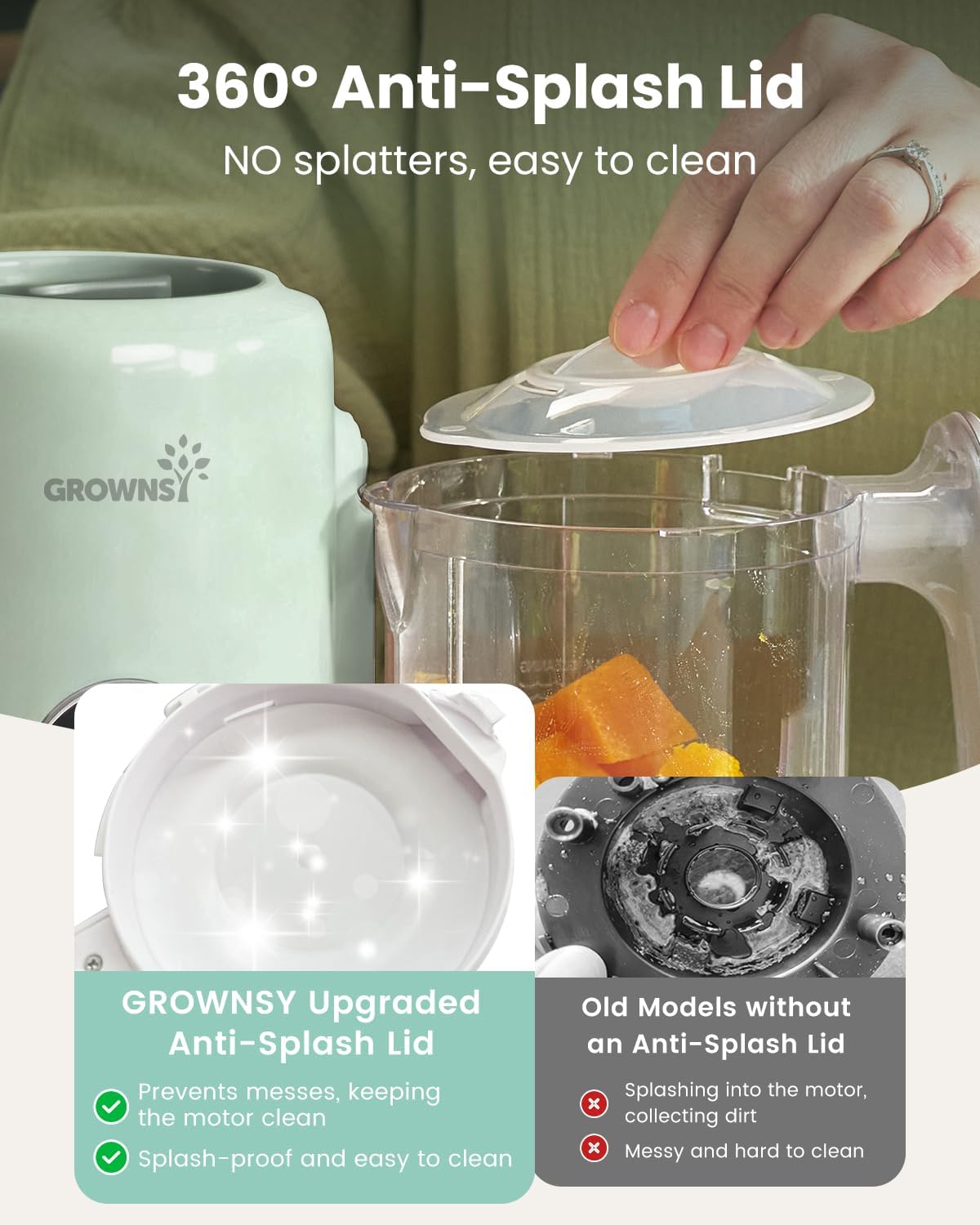 GROWNSY Procesador de Alimentos para Bebé con Canasta de Vapor, Pro...