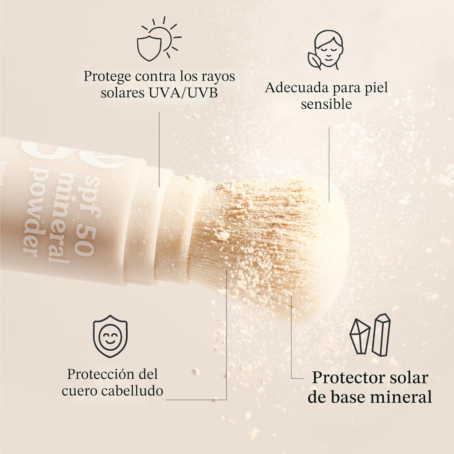 Roe Wellness - Polvo de protección solar mineral con brocha SPF 50...