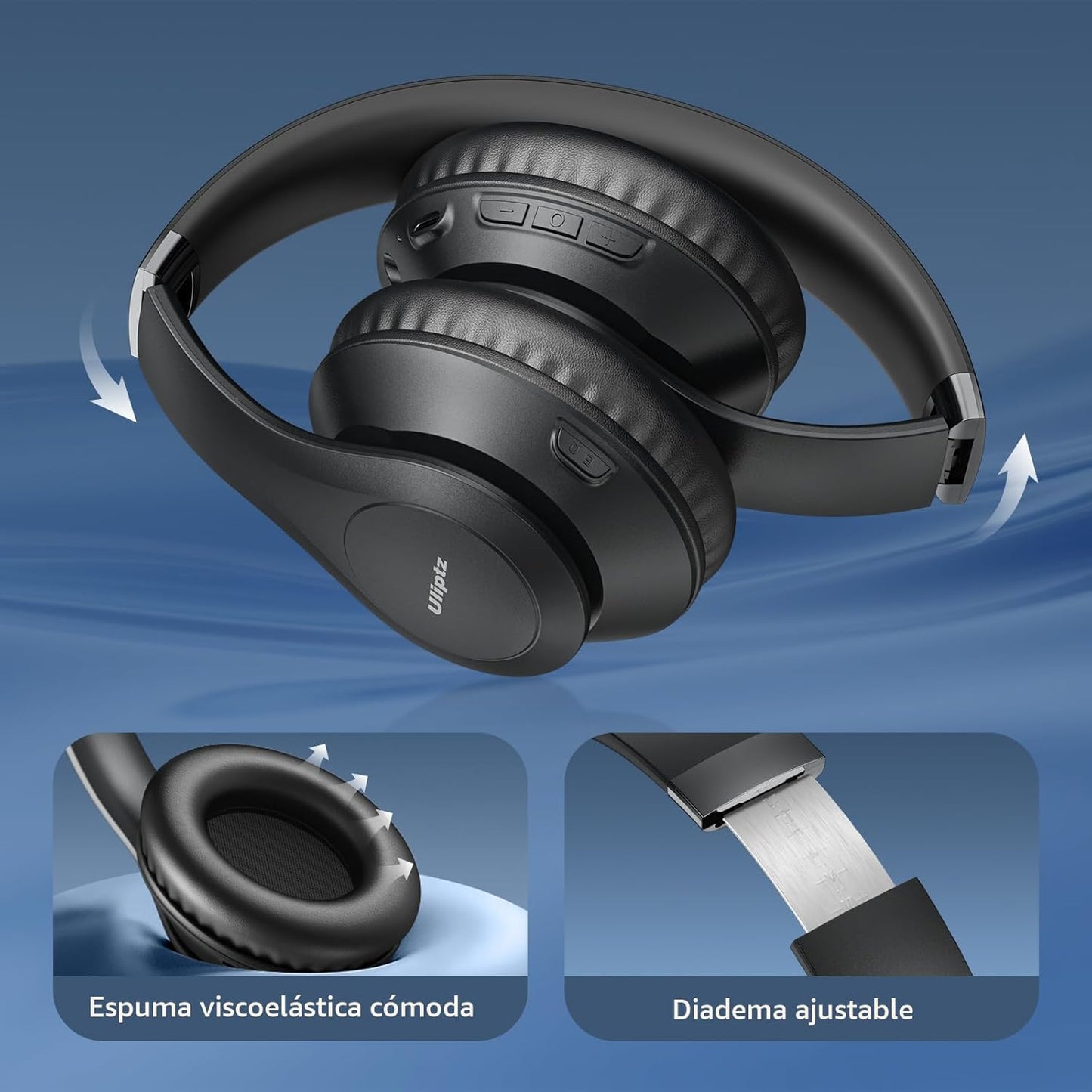 Uliptz Auriculares Bluetooth inalámbricos, tiempo de reproducción d...