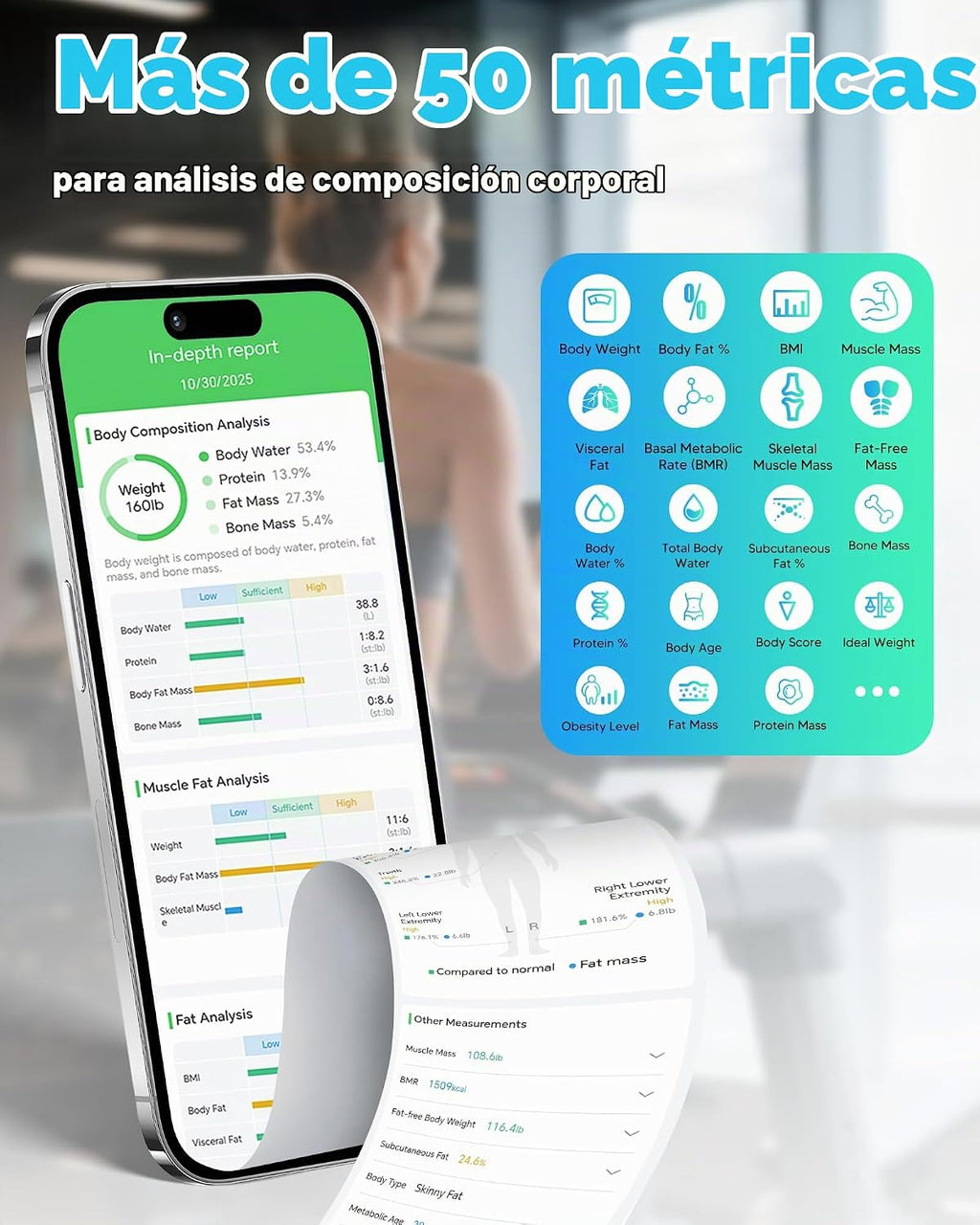 Báscula inteligente arboleaf para peso corporal, BIA de 8 electrodo...
