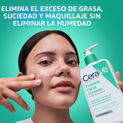 CeraVe Limpiador Facial Espumoso, Lavado Facial Diario para Piel Gr...