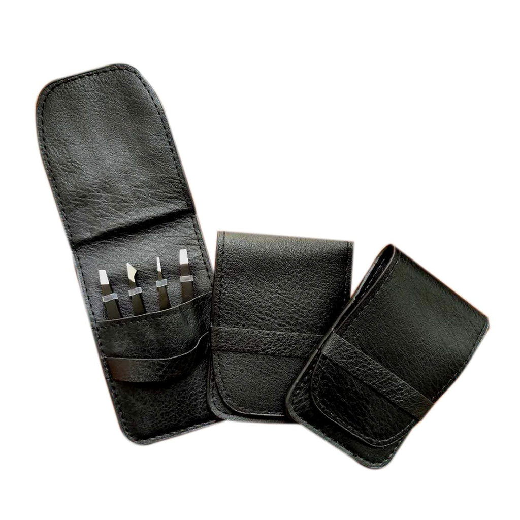 [4+1 piezas] Juego de pinzas con estuche de viaje, pinzas de aleación antioxidante profesionales de gran precisión para mujeres y hombres, multiusos como cejas y depilación facial encarnada