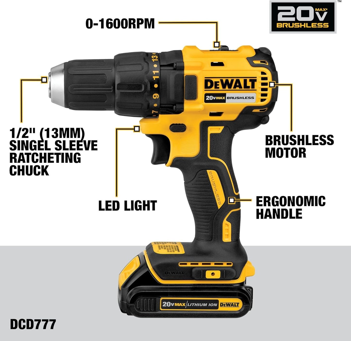 DEWALT Taladro inalámbrico de 20 V MAX y destornillador de impacto,...