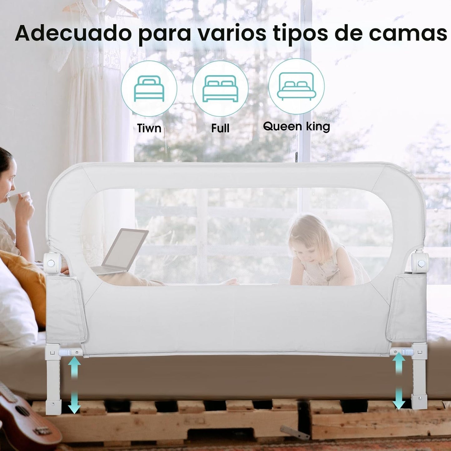 NUTIKAS Barandilla de Seguridad para Cama de Bebé para Niños Pequeñ...
