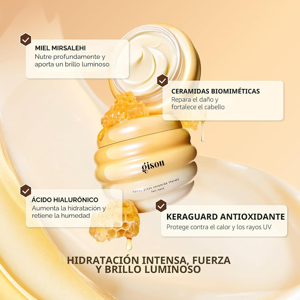 Gisou Honey Gloss Ceramide Therapy - Mascarilla capilar (2.5 onzas...