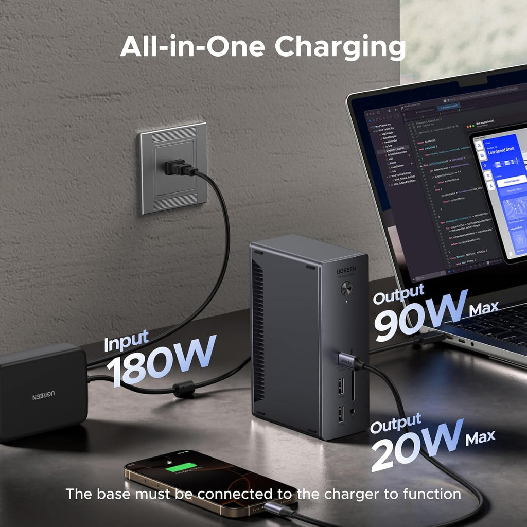 UGREEN Thunderbolt 4 Dock 13-en-1 Estación de acoplamiento de 40Gbps con pantalla única 8K y doble 4K@60Hz, carga de 90W para laptop, 2.5GbE, SD/TF 4.0. Revodok Max 213 para MacBook Surface Pro y más