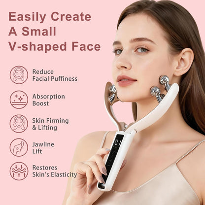 CXGRISE Masajeador facial inalámbrico, rodillo facial eléctrico 3D,...