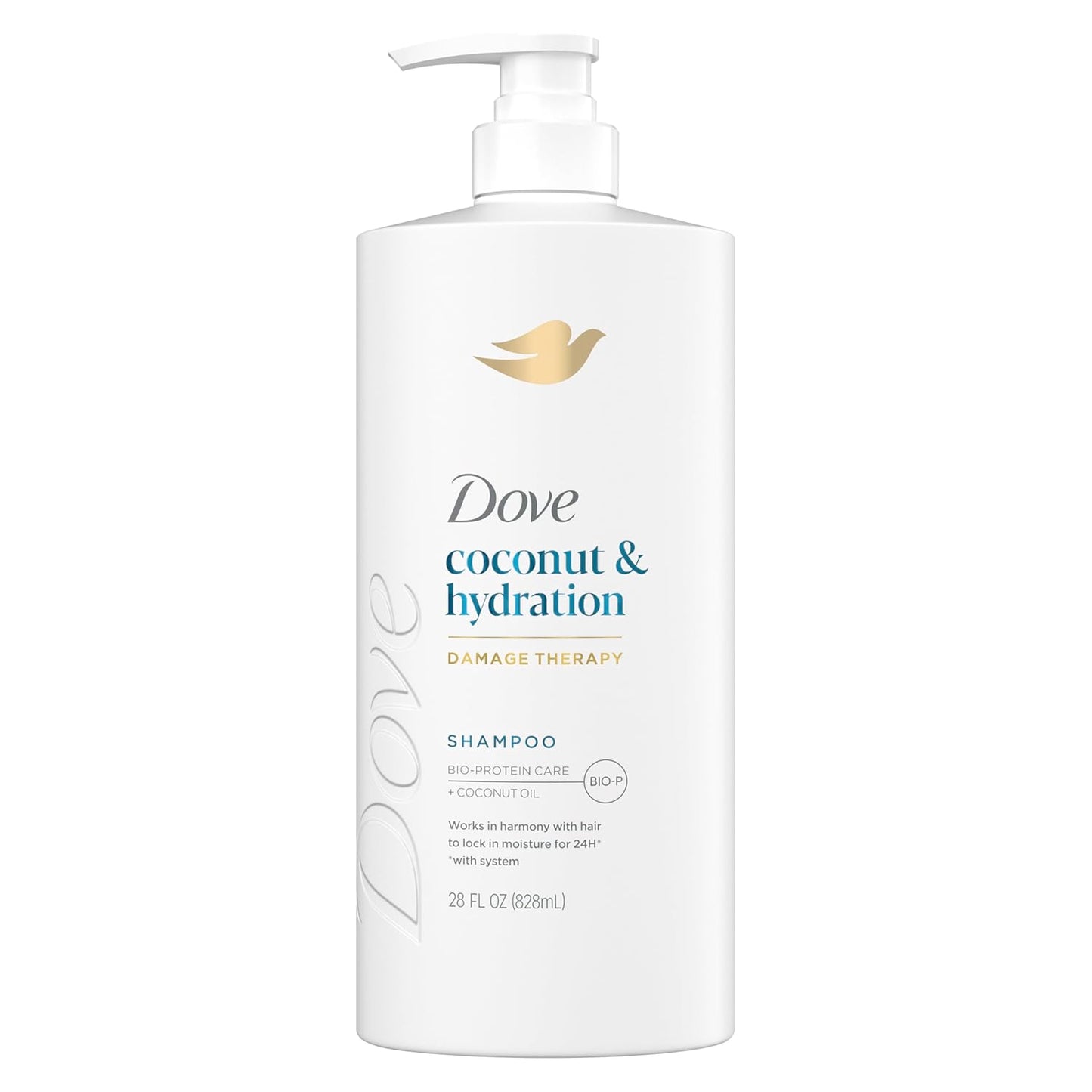 Dove Champú de coco e hidratación para cabello seco con tecnología de cuidado de bio-proteínas y aceite de coco, 28 onzas líquidas