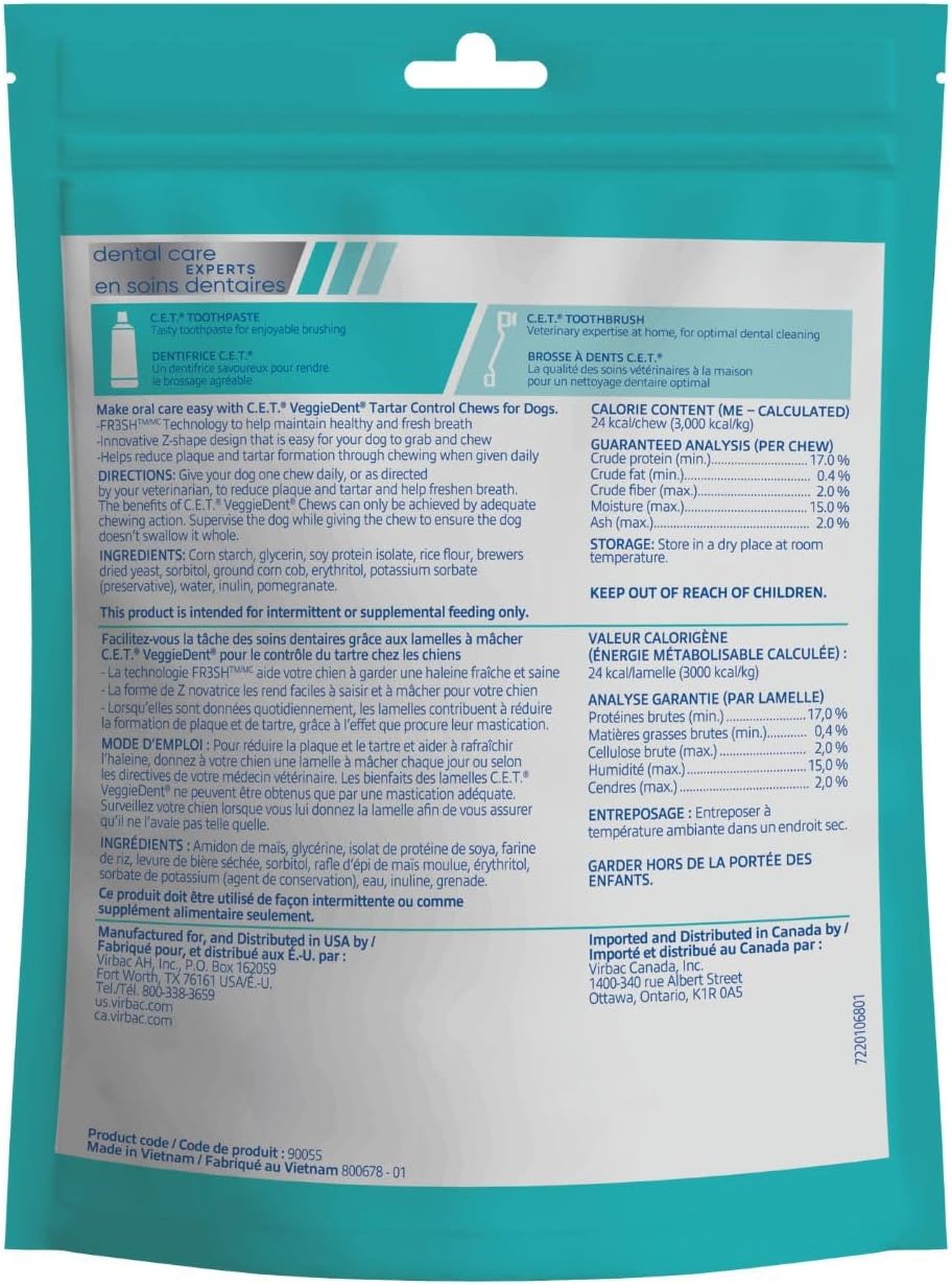 Virbac C.E.T. VEGGIEDENT FR3SH Masticables para control de sarro pa...