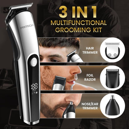 PRITECH Cortadora de Barba para Hombre, Kit de 3 en 1 de Cortadores...