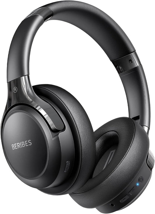 BERIBES Auriculares Bluetooth sobre la oreja, tiempo de reproducció...