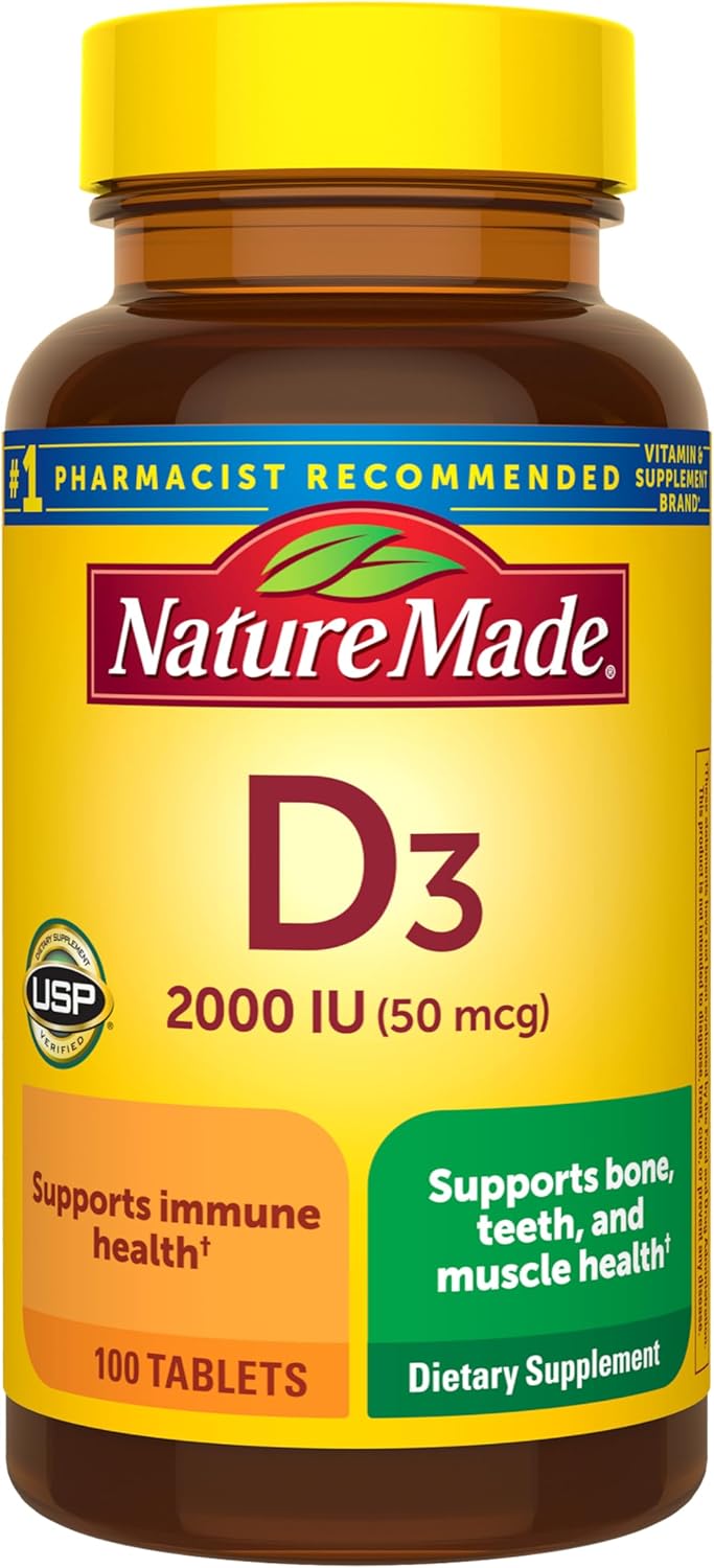 Nature Made Vitamina D3 2000 UI (50 mcg), suplemento de vitamina D...