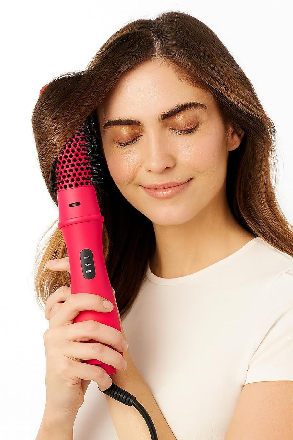 CAJ - Secador de pelo 3 en 1 de un solo paso, voluminizador de iones negativos, alisado de cabello, rizado, secador de aire caliente, cepillo de pelo corto y largo, varita estilizadora de 1 pulgada