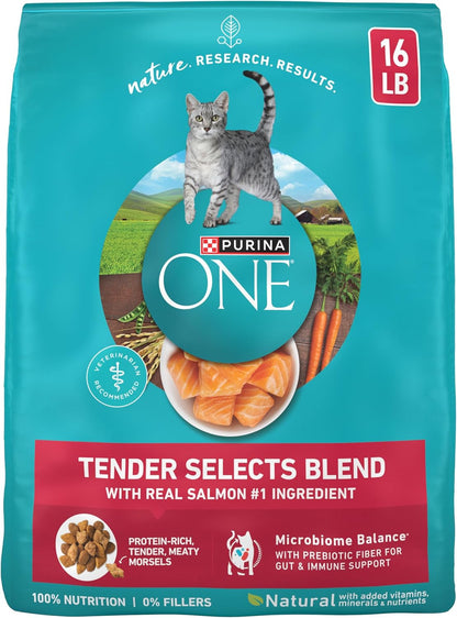 Purina ONE Alimento seco natural para gatos, Tender Selects mezcla...