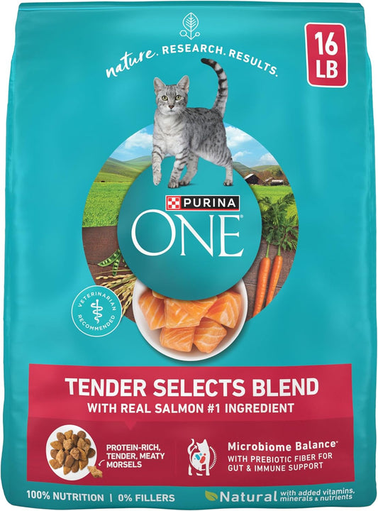 Purina ONE Alimento seco natural para gatos, Tender Selects mezcla...