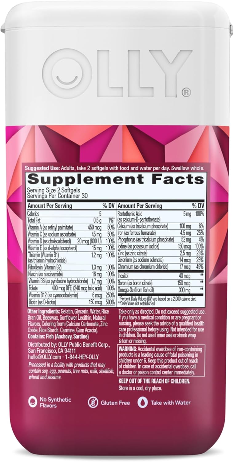 OLLY Ultra Cápsulas Blandas Multivitamínicas para Mujeres, Apoyo pa...