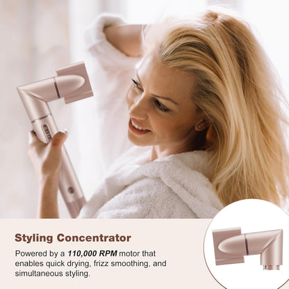 7MAGIC Estilizador de cabello y cepillo secador de cabello 7 en 1, secador de cabello de alta velocidad de 110,000 RPM con iones negativos para peinar sin encrespamiento, secado rápido, rizado
