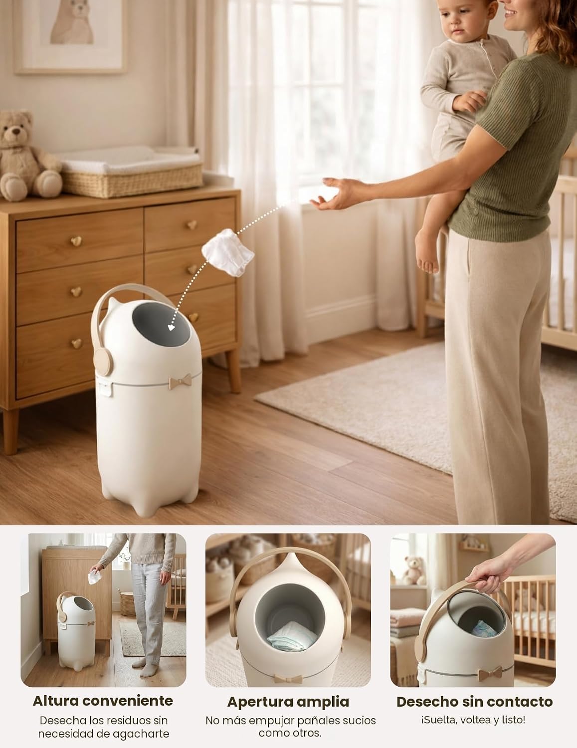 iTouchless Cubo de pañales con bloqueo de olor, galardonado Ag+ Sil...