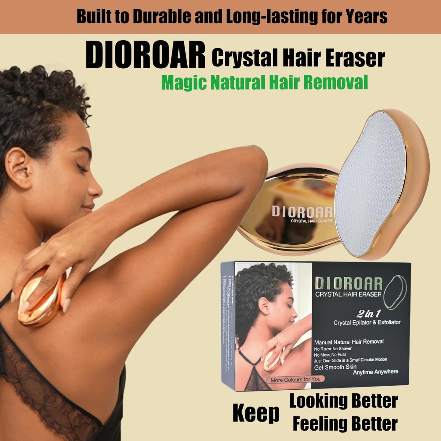 DIOROAR Borrador de pelo de cristal, removedor de pelo de cristal,...