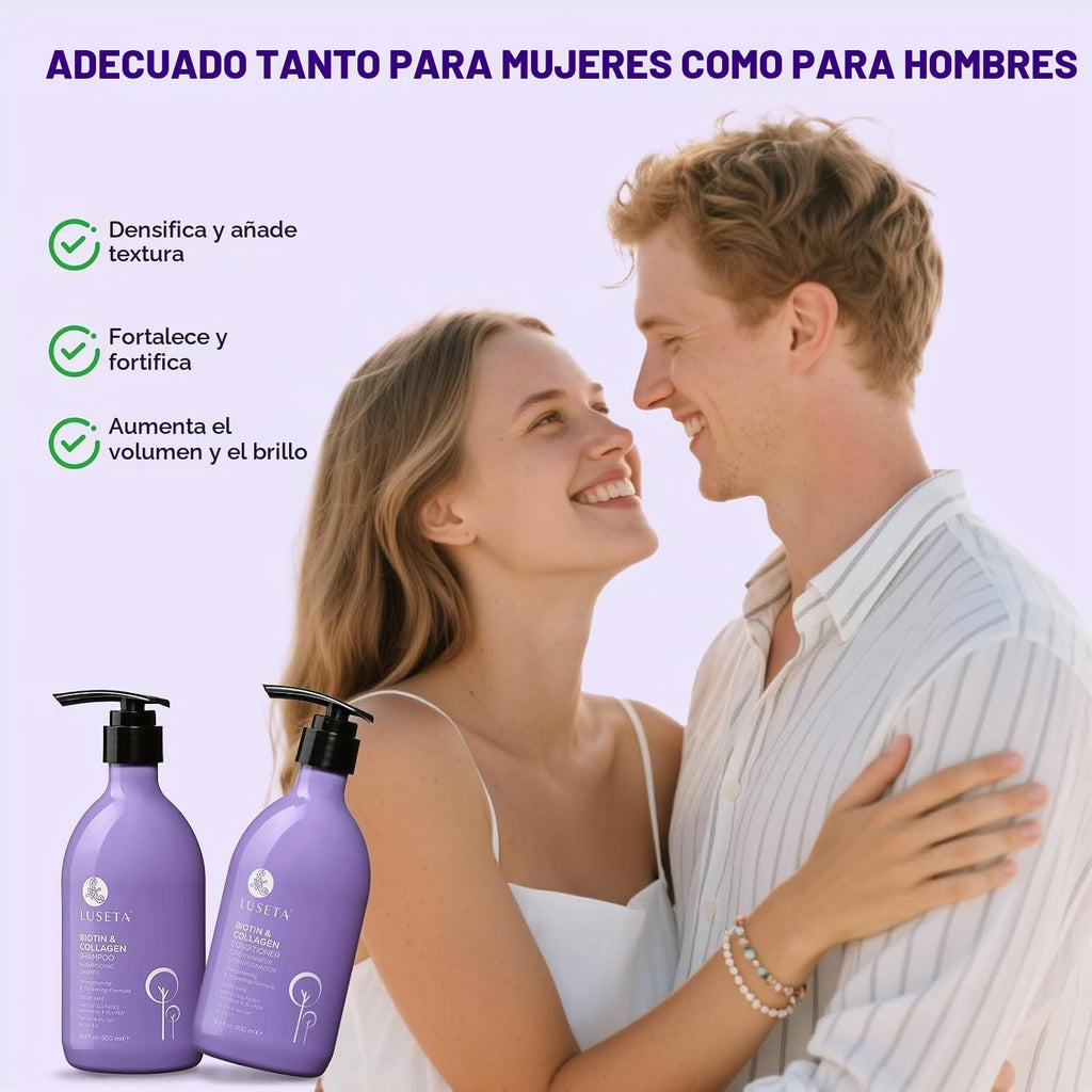 Champú y acondicionador de biotina para adelgazar el cabello para m...