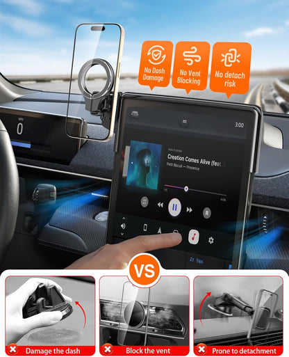 pop-tech Soporte magnético para automóvil compatible con Ford Mustang Mach-E 2021-2025, soporte de teléfono celular con imanes fuertes para MagSafe, accesorios para automóviles, soporte móvil para