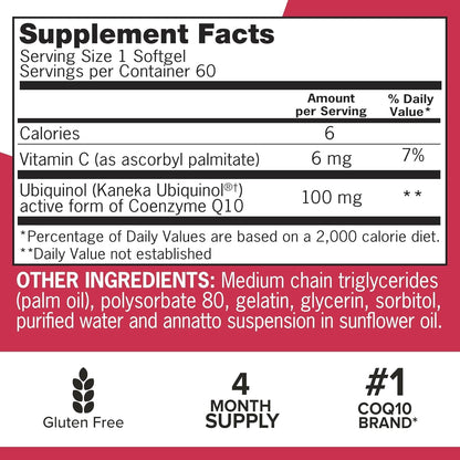 Qunol Mega Ubiquinol CoQ10 Suplemento natural de C0Q10 solubre en a...
