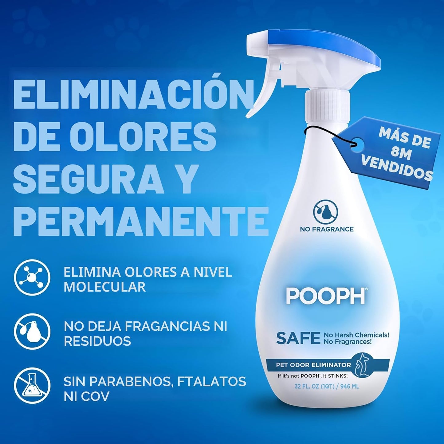 Pooph Eliminador de olores para mascotas, 32 onzas, elimina olores...