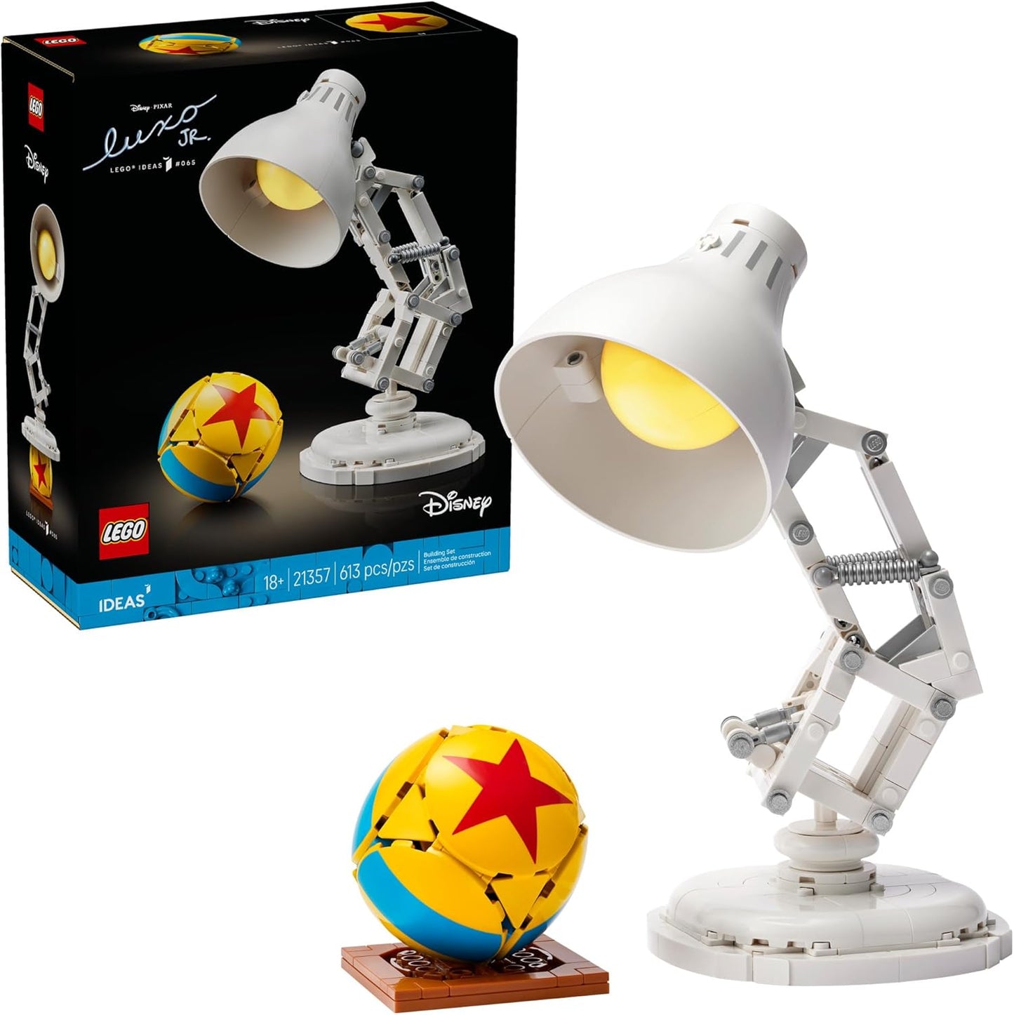 LEGO Ideas Disney Pixar Luxo Jr. - Juego de decoración de habitación y construcción para adultos - Decoración de oficina y escritorio para mujeres y hombres a partir de 18 años - Kit de bricolaje de