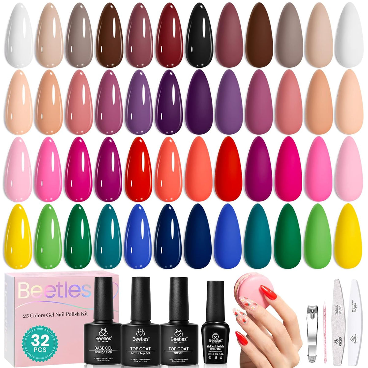 Beetles - Kit de esmalte de uñas de gel con luz UV, 80 unidades, 55...