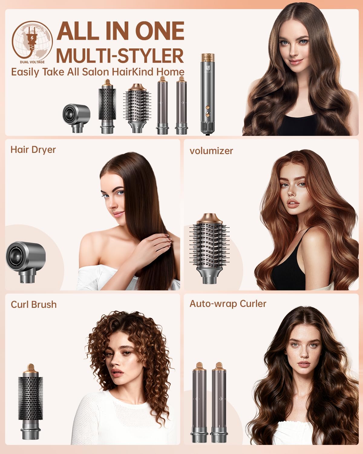 webeauty - Cepillo secador de pelo, peinado profesional 5 en 1 de a...