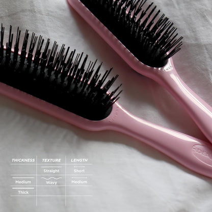 Denman Mini cepillo Deatngling para cabello corto, removedor suave de nudos húmedos y secos para niños y adultos, D90 Pink Crush