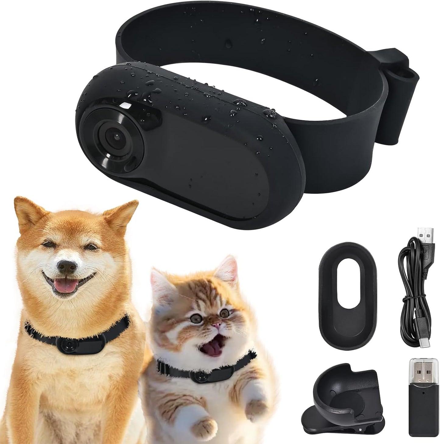 Lian.Ripple.Lian Collar de cámara para mascotas de 1080p HD con gra...