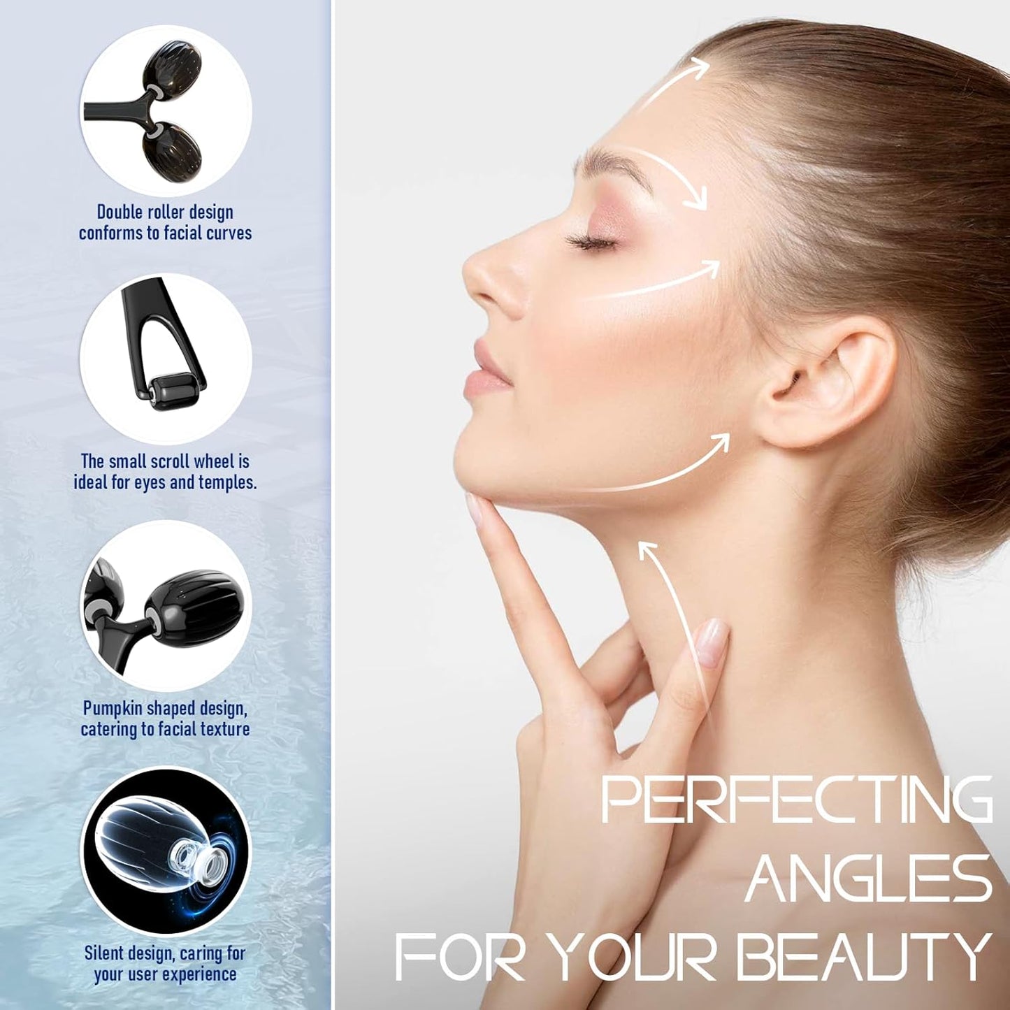 Yeamon Gua Sha - Juego de herramientas faciales y rodillo facial, h...