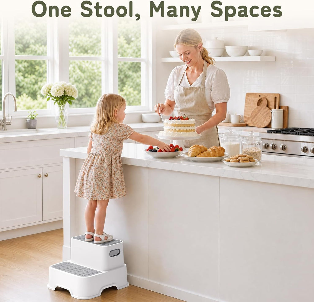 COOSEYA Taburetes de 2 escalones para niños, taburete para lavabo d...