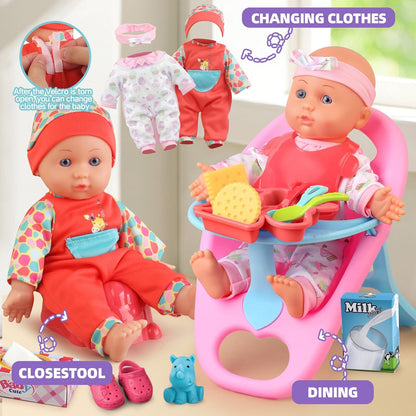 Juego de Cochecito de Muñeca Bebé, Juguetes para Niñas Pequeñas de...