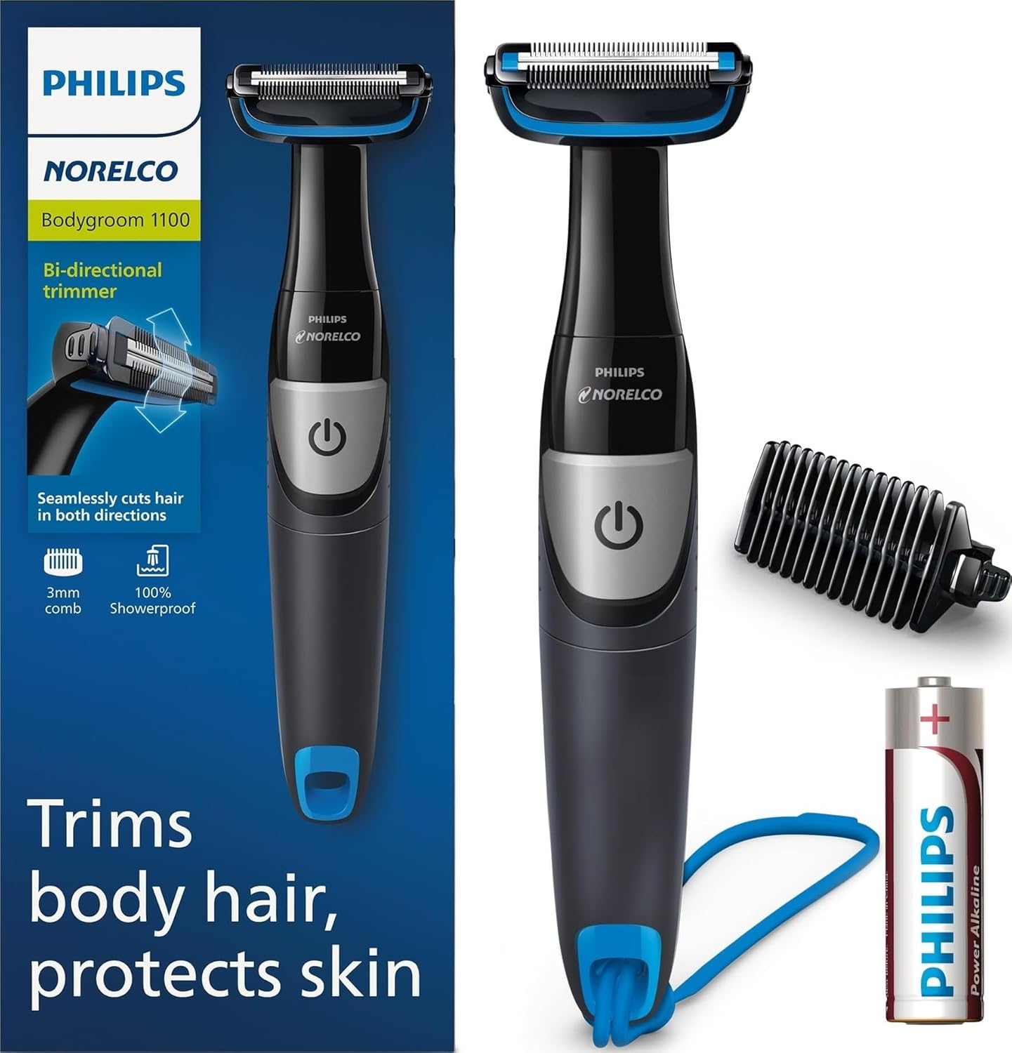 Philips Norelco Bodygroom Series 1100, BG1026\/60, Recortadora y Ar...