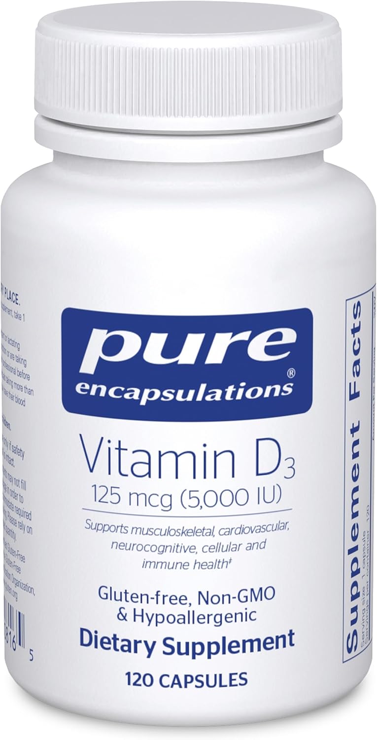 Pure Encapsulations Vitamina D3 125 mcg (5,000 UI) - Suplemento par...
