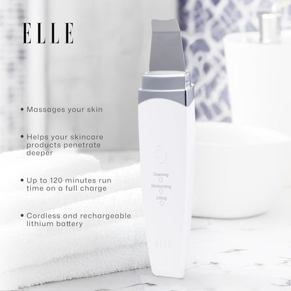Elle - Espátula exfoliante ultrasónica para la piel, limpieza profu...