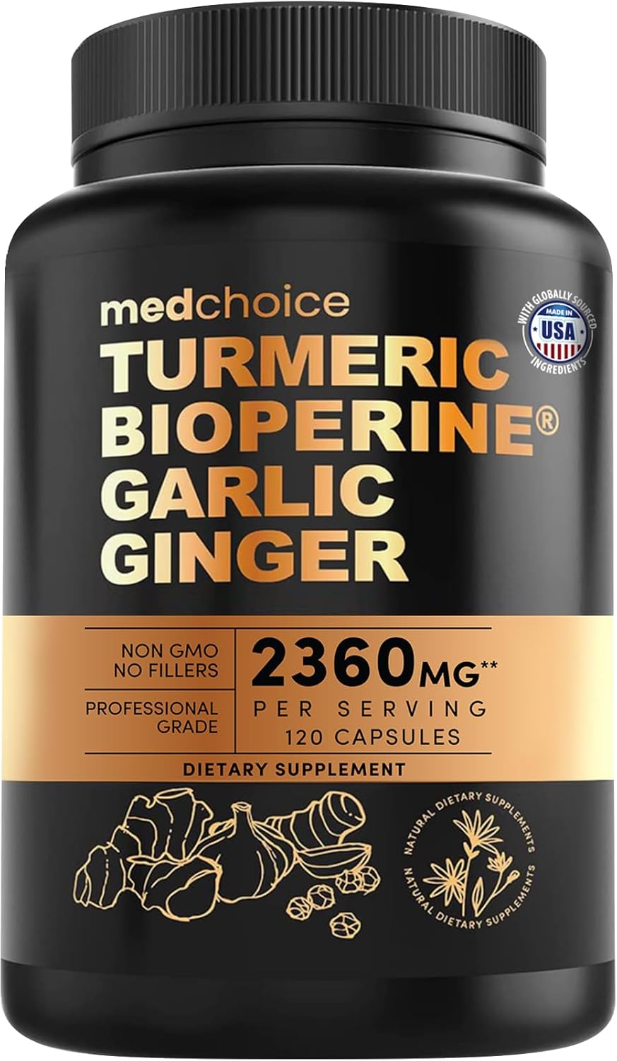 Suplementos de cúrcuma y ajo 4 en 1 con BioPerine \u2013 Cápsulas d...