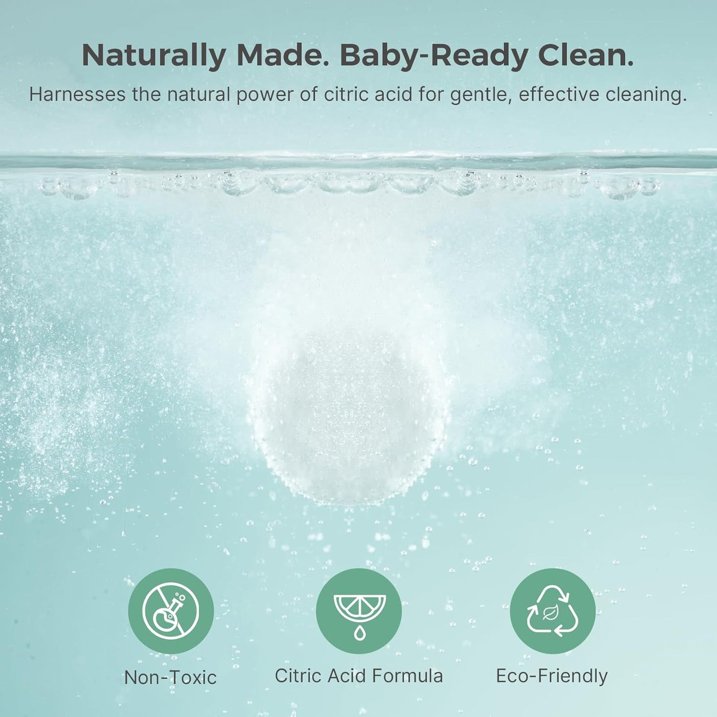 Momcozy Pastillas Descalcificadoras Oficiales, Compatible con KleanPal Pro Lavabiberón para Bebé, Descalcificador para Eliminación de Leche y Sarro, 30 Unidades