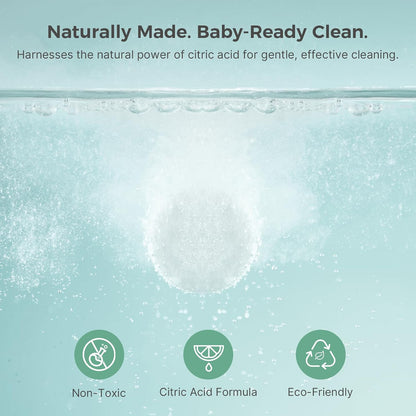 Momcozy Pastillas Descalcificadoras Oficiales, Compatible con KleanPal Pro Lavabiberón para Bebé, Descalcificador para Eliminación de Leche y Sarro, 30 Unidades