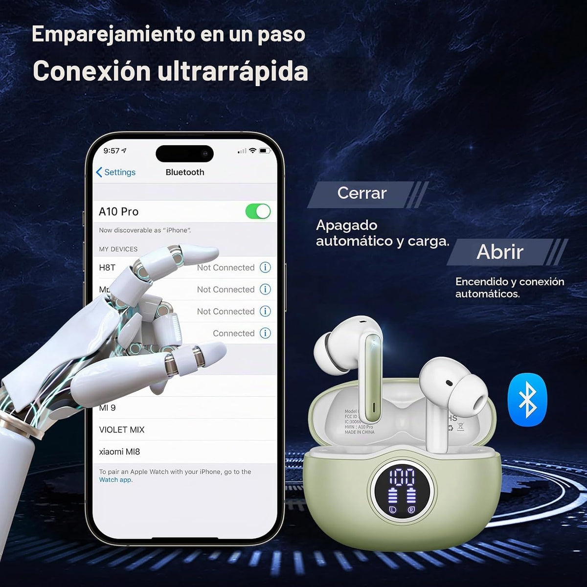 Fhumsh Auriculares inalámbricos, Bluetooth 5.3, estéreo de alta fid...