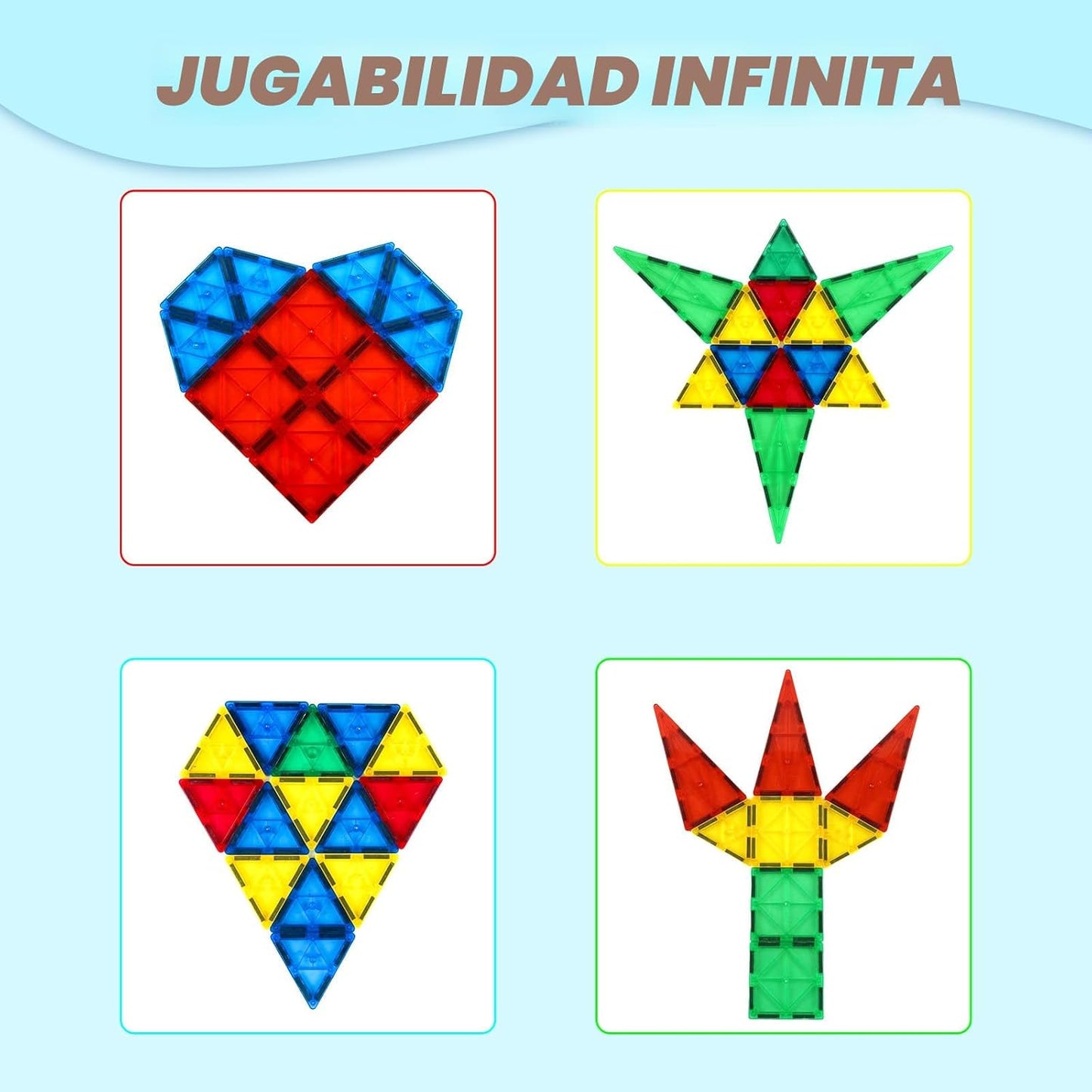 Gemmicc 100 piezas de baldosas magnéticas con 2 autos, bloques magn...