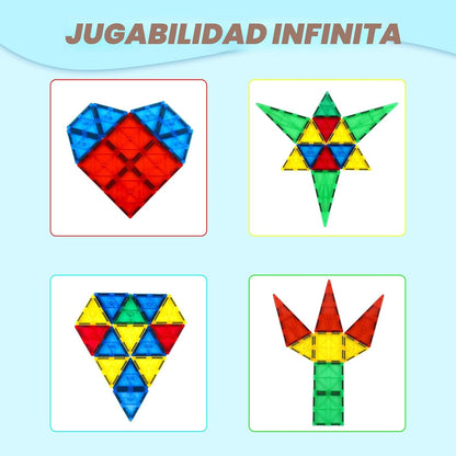 Gemmicc 100 piezas de baldosas magnéticas con 2 autos, bloques magn...