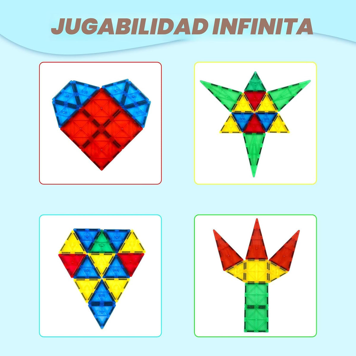 Gemmicc Azulejos magnéticos, de lujo, 136 piezas de bloques de cons...