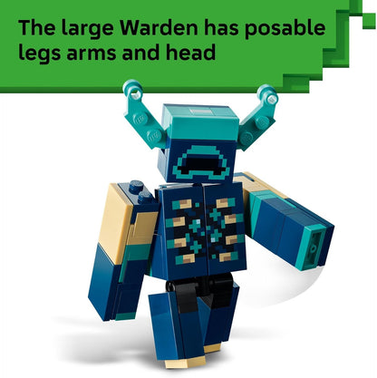 LEGO Minecraft The Warden Encounter - Juego de construcción coleccionable para niños y niñas de 7 años en adelante, con minifigura de guardabosques silenciosos, gran regalo de cumpleaños para
