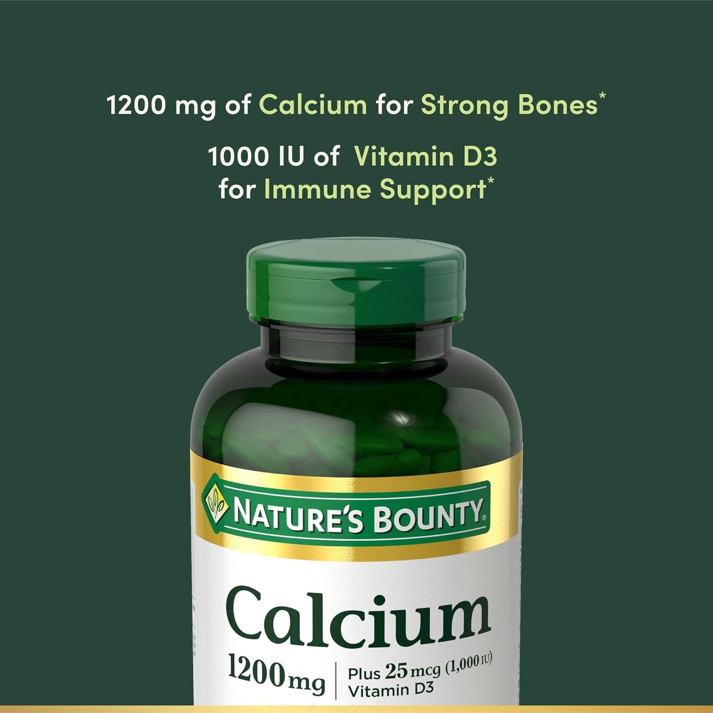 Nature's Bounty Calcio 1200 mg con vitamina D3, salud ósea y ap...