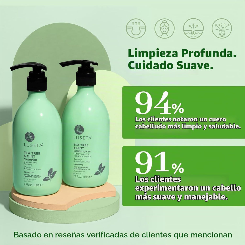 Luseta Tea Tree Mint Champú y acondicionador para limpieza del cabe...