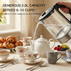 MEGAWISE 2L Hervidor eléctrico de cristal, caldera de agua de 1000W...
