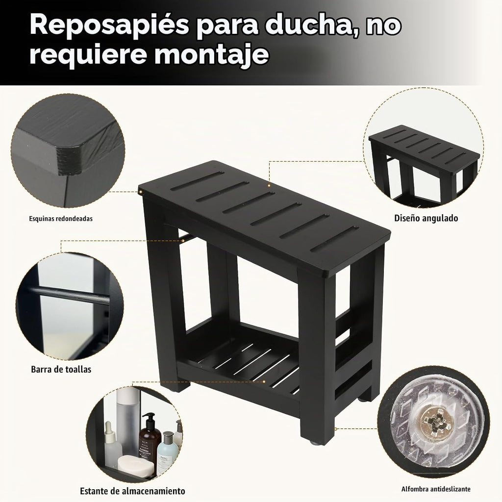 Forest Manor Taburete de ducha de bambú para afeitarse las piernas...